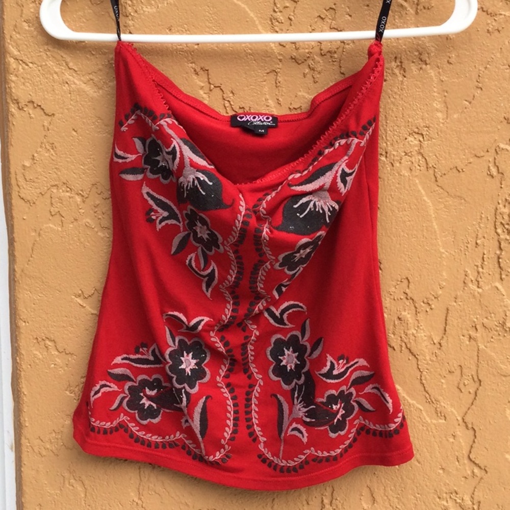 Strapless embroidered top